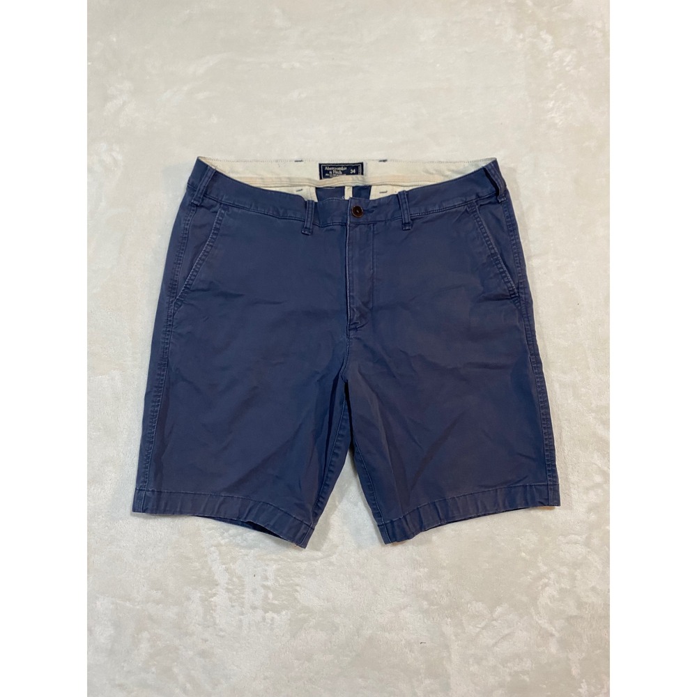 Abercrombie & Fitch Mens Navy Blue Stretch Chino Shorts Size 34 Classic Fit